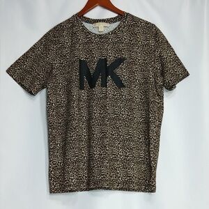 Michael Kors Men's Short Sleeve Leopard Tee - Brown and Black